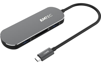 Emtec USB-Hub – für Windows und Mac OS, USB-Anschluss, silber