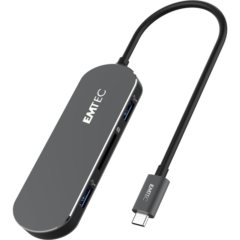 Emtec USB-Hub – für Windows und Mac OS, USB-Anschluss, silber
