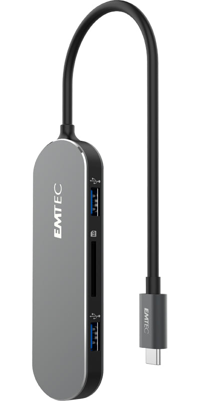 Emtec USB-Hub – für Windows und Mac OS, USB-Anschluss, silber