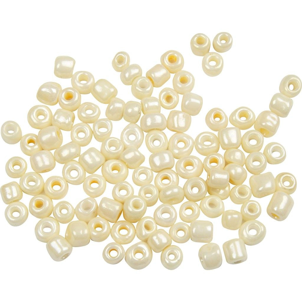 Creativ Company Glasperlen (Rocailles) – Elfenbein – Ø 3 mm, Loch 0,6 mm – 1 Stk.