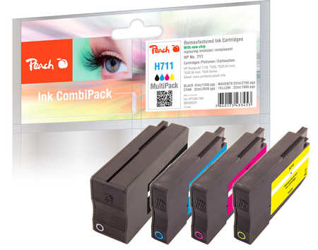 Peach Tintenpatronen-Multipack CMYK, kompatibel – für HP DesignJet T 120, T 520, T 520 24 Zoll und andere