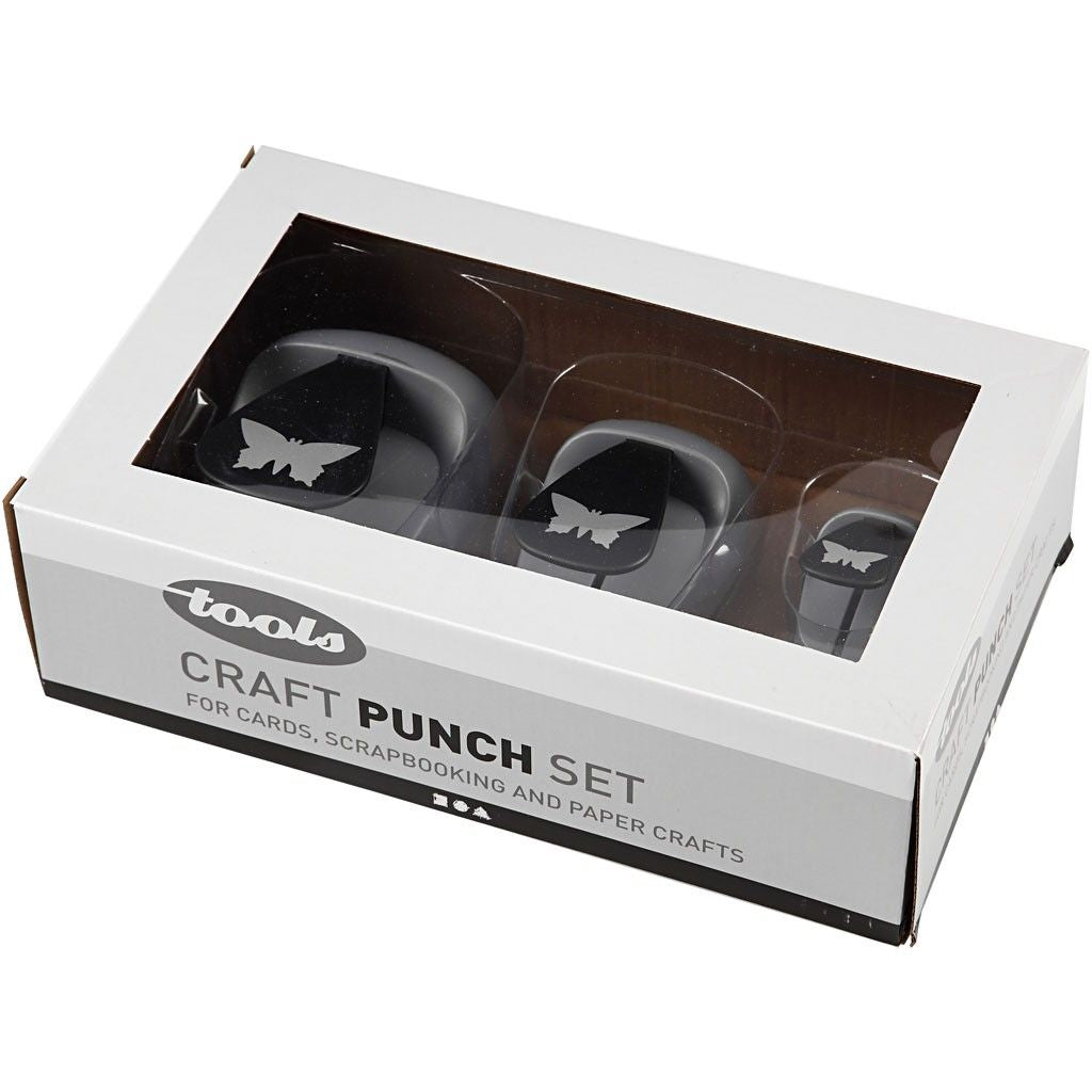 Creativ Company Motivlocher-Set – Schmetterling, für Papier, Schwarz, Grau