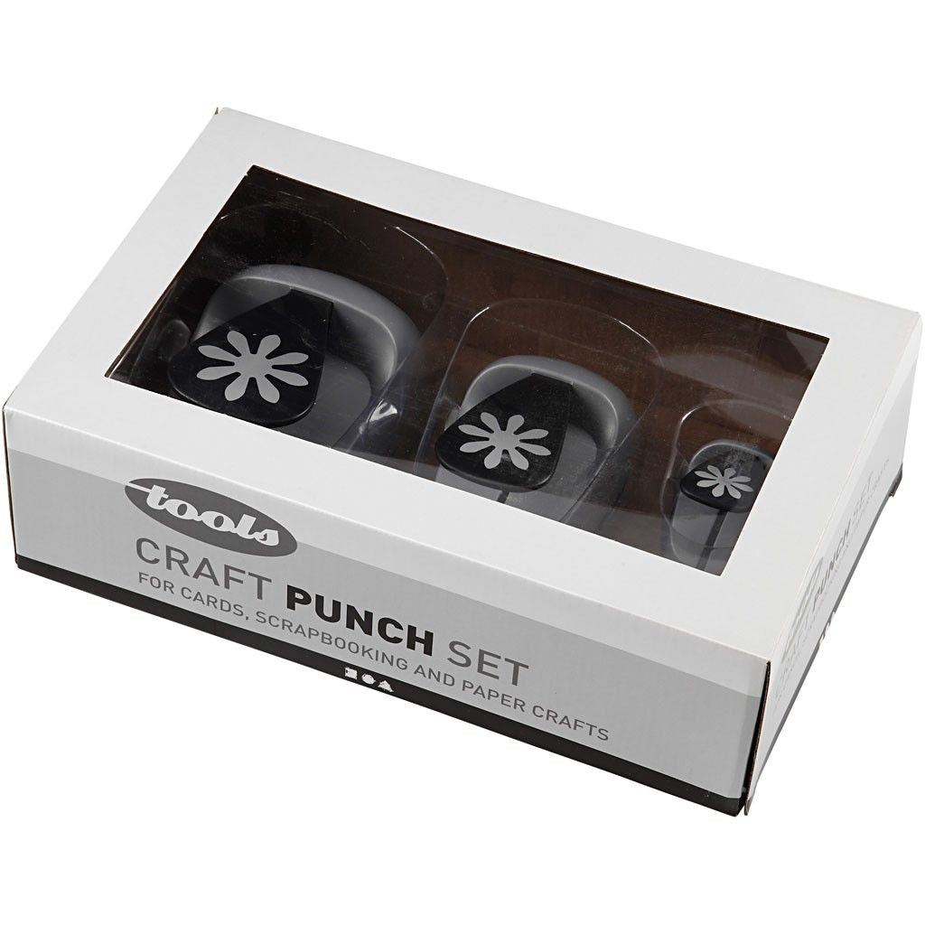 Creativ Company Motivlocher-Set – Margerite, für Papier, Schwarz/Grau