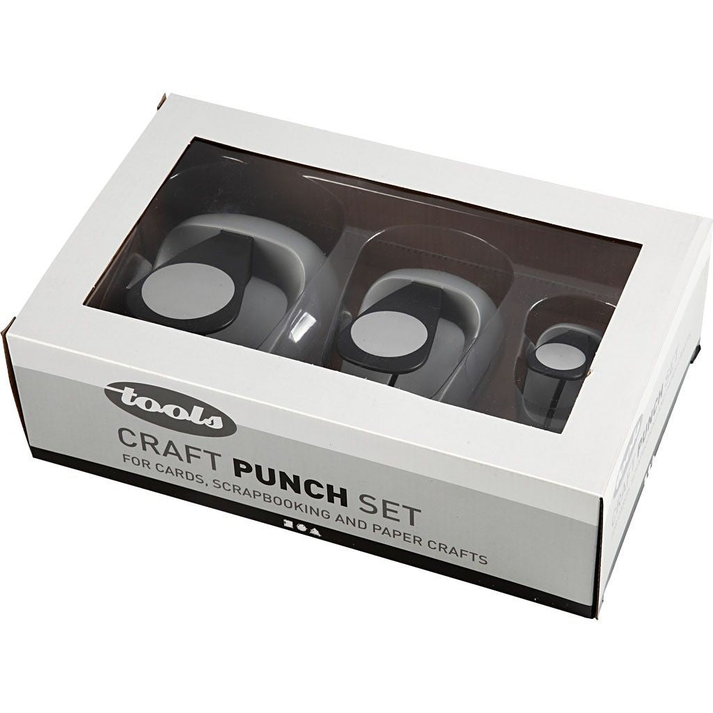 Creativ Company Motivlocher-Set – Punkte-Motiv, Schwarz, Grau