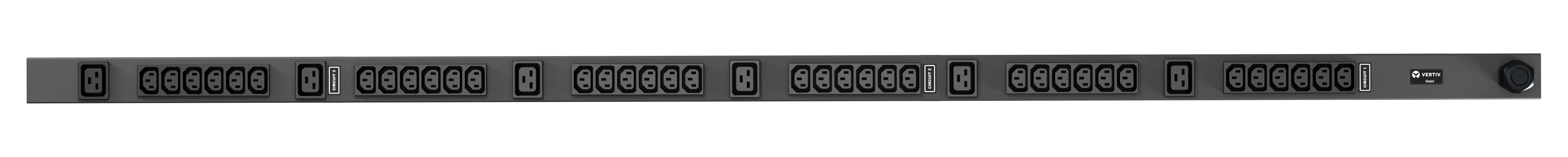 Vertiv Geist Rack-PDU Basic 11,0 kVA – 0U (3-phasig), IEC 60309 Eingang 3×16 A – C13×36, C19×6 – schwarz