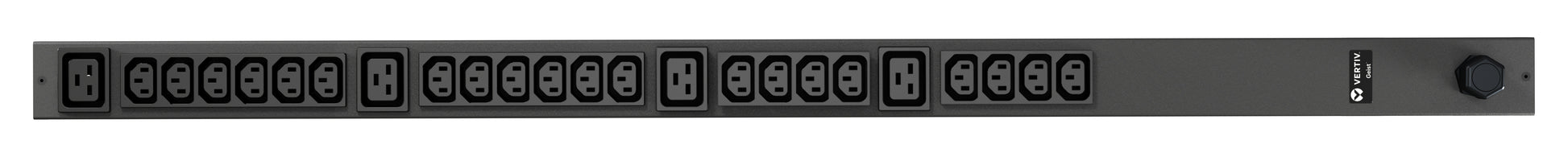 Vertiv Geist Rack-PDU Basic 3,6 kVA 230 V/16 A – 0U, senkrecht – Eingang IEC 60309, C13×20, C19×4 – schwarz