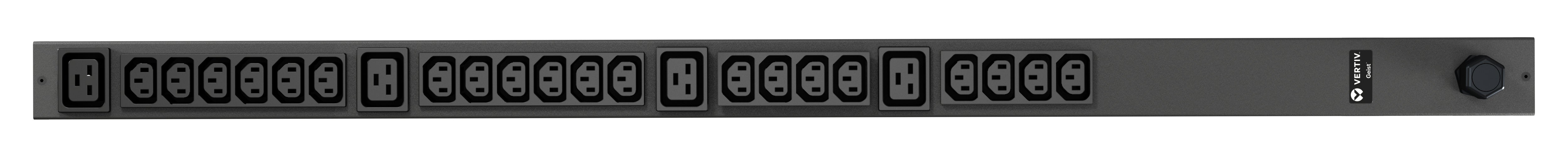 Vertiv Geist Rack-PDU Basic 3,6 kVA 230 V/16 A – 0U, senkrecht – Eingang IEC 60309, C13×20, C19×4 – schwarz
