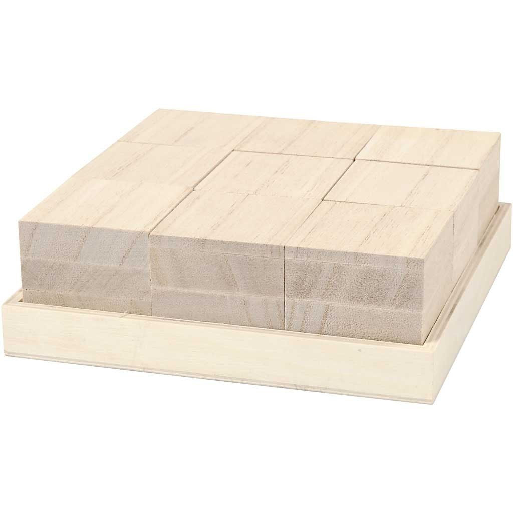 Creativ Company Holzrohling, Paulownia (Blauglockenbaum), Würfel, 4 × 4 × 4 cm, 9 Stk.