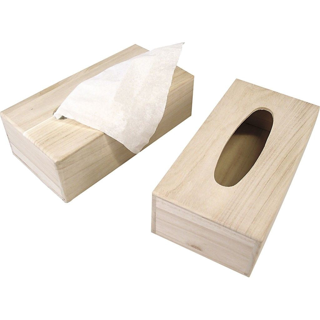 Creativ Company Kosmetiktuchbox – 14×27×8 cm, Holz (Paulownia tomentosa), Beige