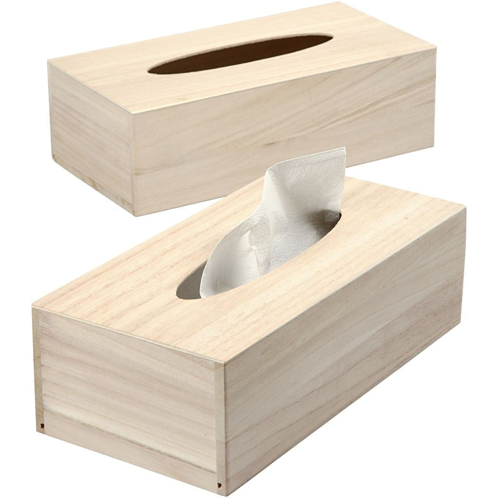 Creativ Company Kosmetiktuchbox – 14×27×8 cm, Holz (Paulownia tomentosa), Beige