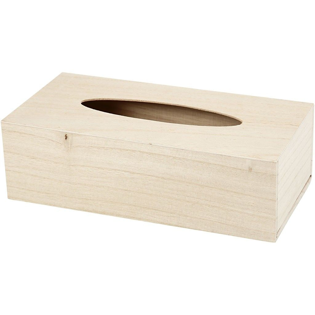 Creativ Company Kosmetiktuchbox – 14×27×8 cm, Holz (Paulownia tomentosa), Beige