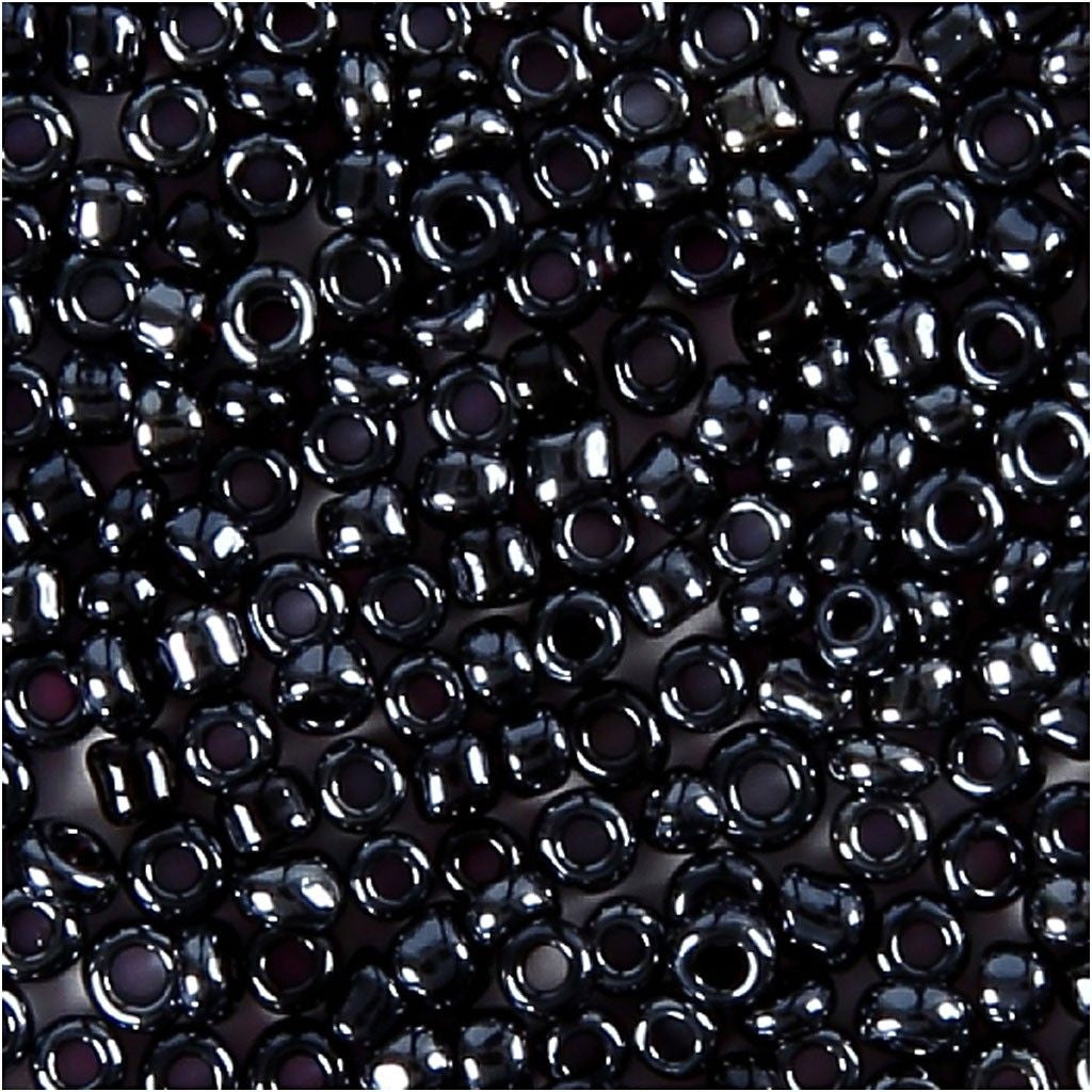 Creativ Company Rocailles, Glas – Dunkelgrau – Ø 1,7 mm, Loch 0,5 mm – 1 Stück