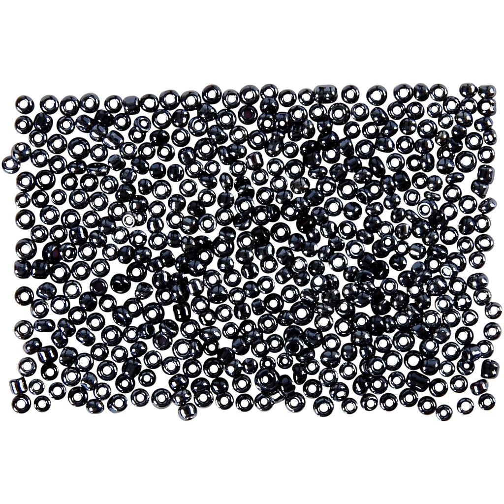 Creativ Company Rocailles, Glas – Dunkelgrau – Ø 1,7 mm, Loch 0,5 mm – 1 Stück