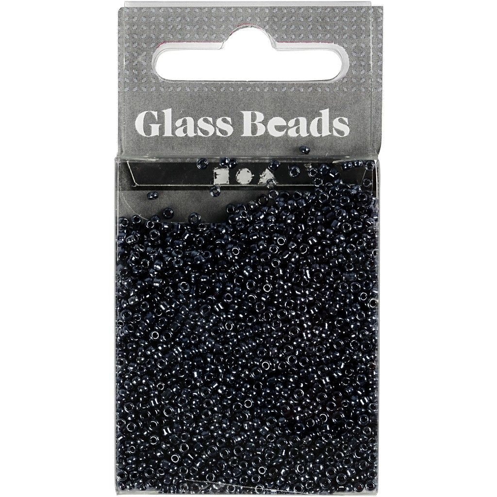 Creativ Company Rocailles, Glas – Dunkelgrau – Ø 1,7 mm, Loch 0,5 mm – 1 Stück