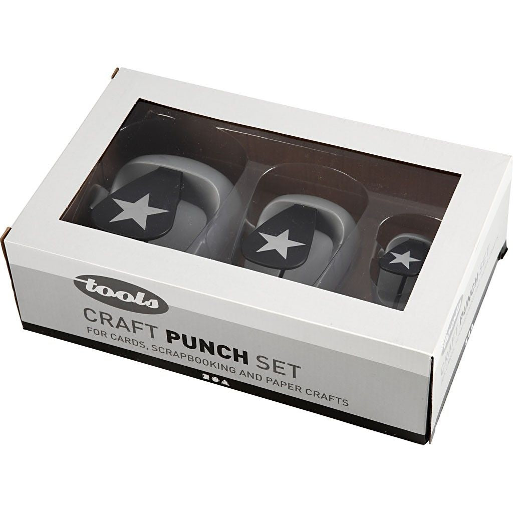 Creativ Company Motivstanzer Stern – Ø 25 mm, schwarz, grau, 3er Set