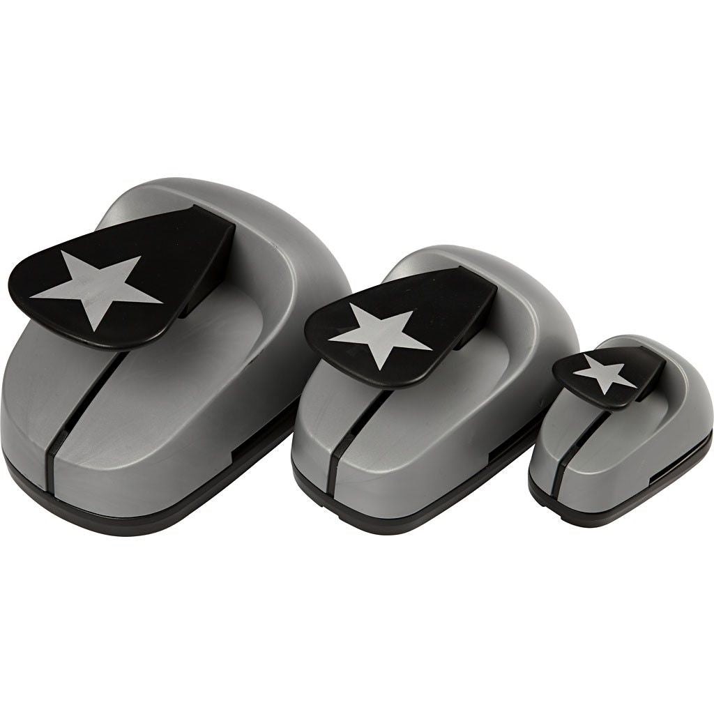 Creativ Company Motivstanzer Stern – Ø 25 mm, schwarz, grau, 3er Set
