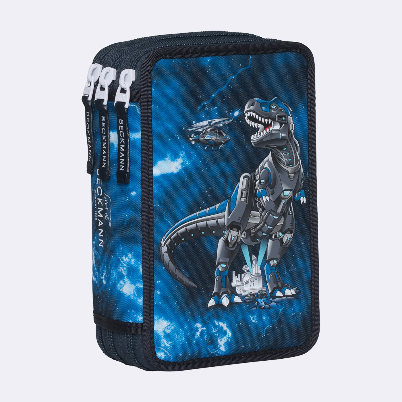 Beckmann Classic Etui Triple, gefüllt – Tech Rex – Kunststoff – 13 × 20,5 × 7 cm