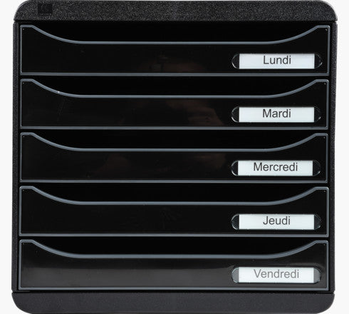 Exacompta BIG-BOX PLUS Schubladenbox – 5 Schubladen, schwarz, 347×278×271 mm