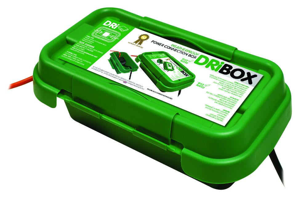 DRiBOX 200 Aussen-Kabelbox, 200×95×80 mm, IP55, Sicherheitsverschluss, wasserfest – grün