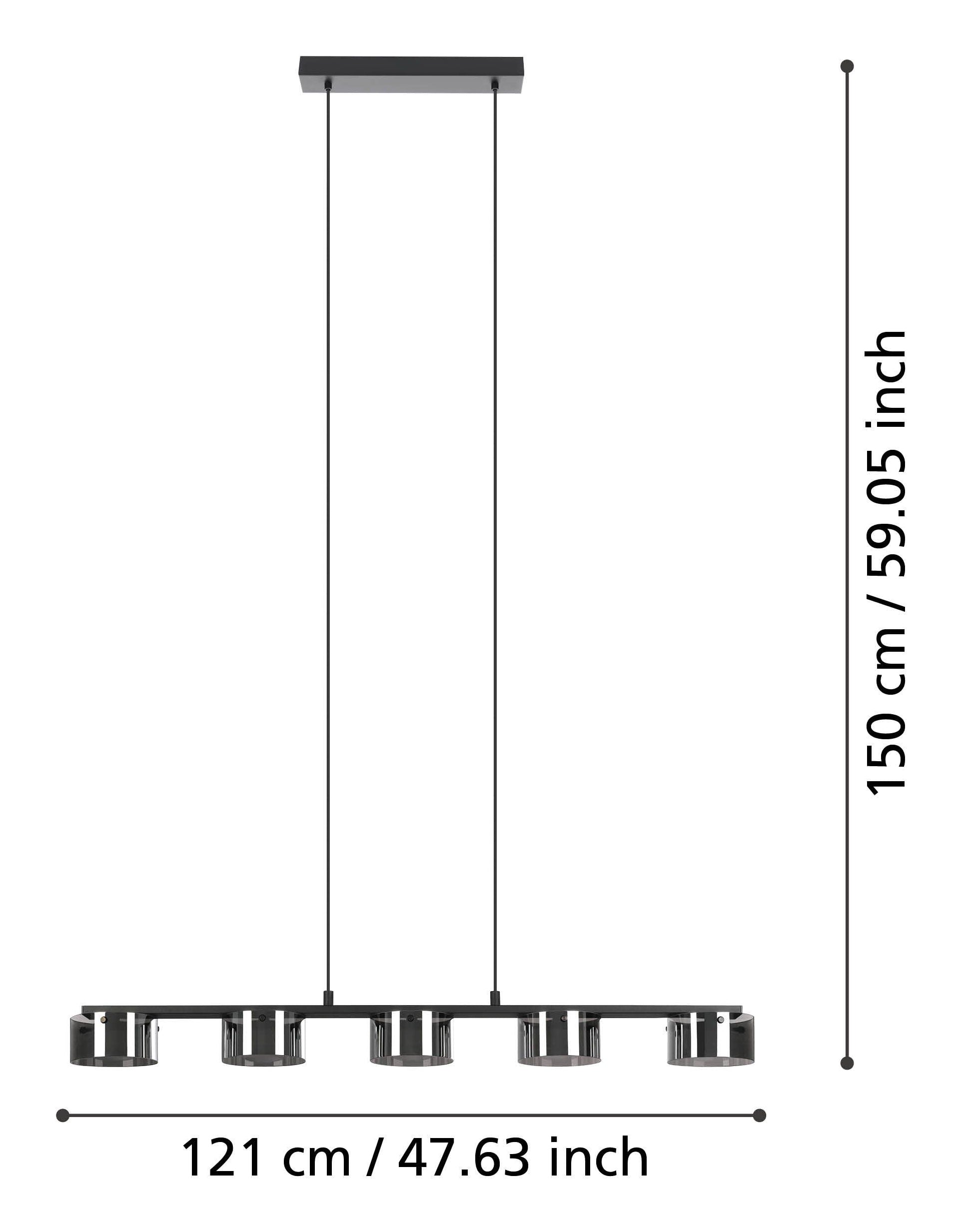 EGLO LED-Pendelleuchte COPILLOS – 15 × 116 × 150 cm, 3750 lm, 27 W, 3000 K, dimmbar, silber