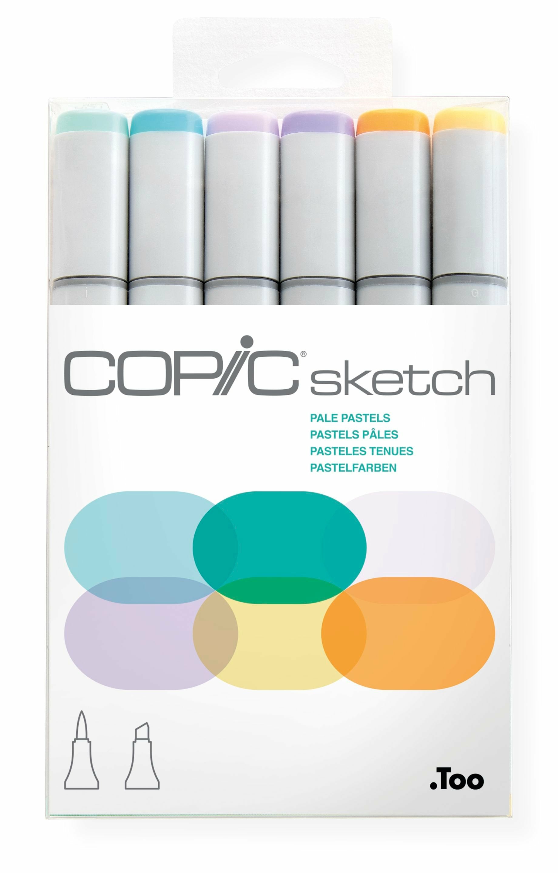 Copic Sketch Marker – Duo-Spitze Meisselspitze/Pinselspitze, 6er Set