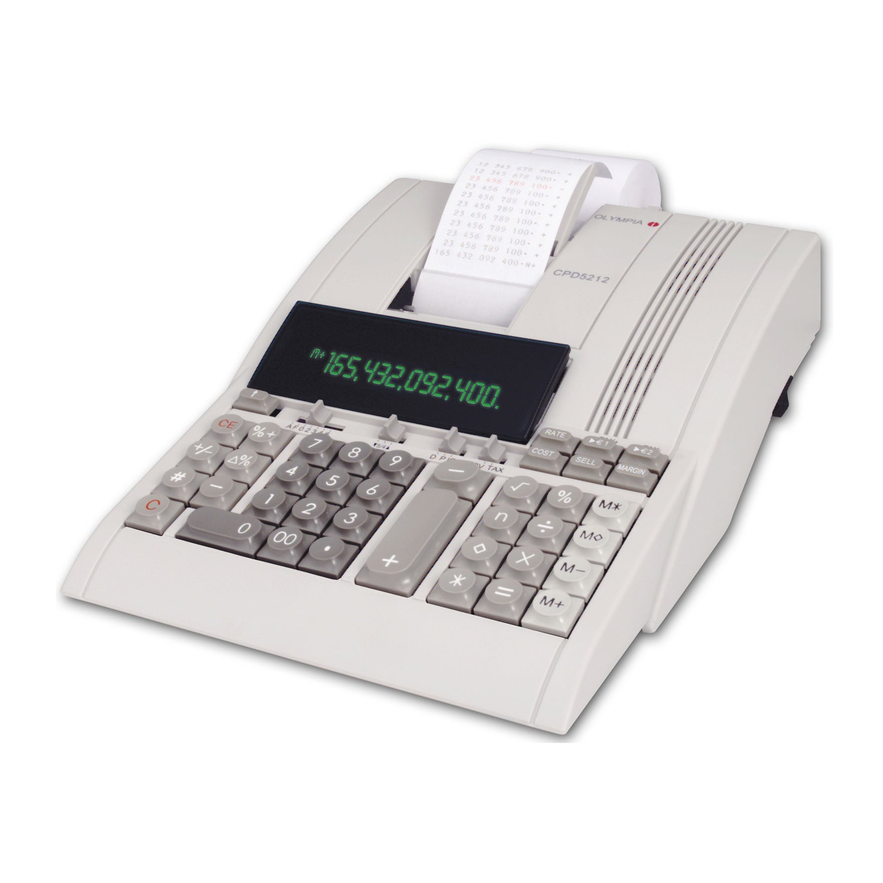 Olympia Druckender Tischrechner CPD-5212 – 12-stellig, 2-farbiger Druck – Netzbetrieb – Weiss