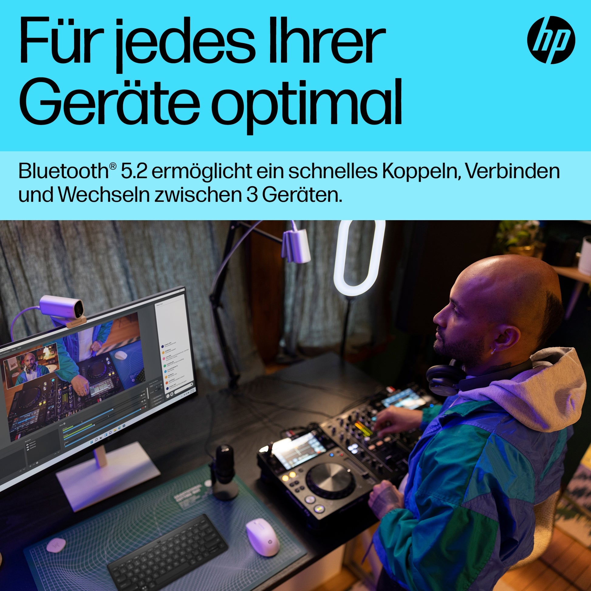 HP 350 – Kompakte Tastatur – Mechanisch – Bluetooth 5.2 – Ohne Ziffernblock – Schwarz