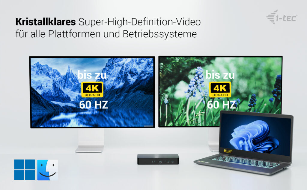 i-tec Universal Intelligente Dual DS Dockingstation – USB-C, 2× DP, 2× HDMI, 100 W PD, GbE