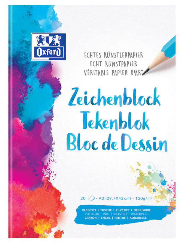 Oxford Zeichenblock – A3, 100 g/m², weiss, blanko
