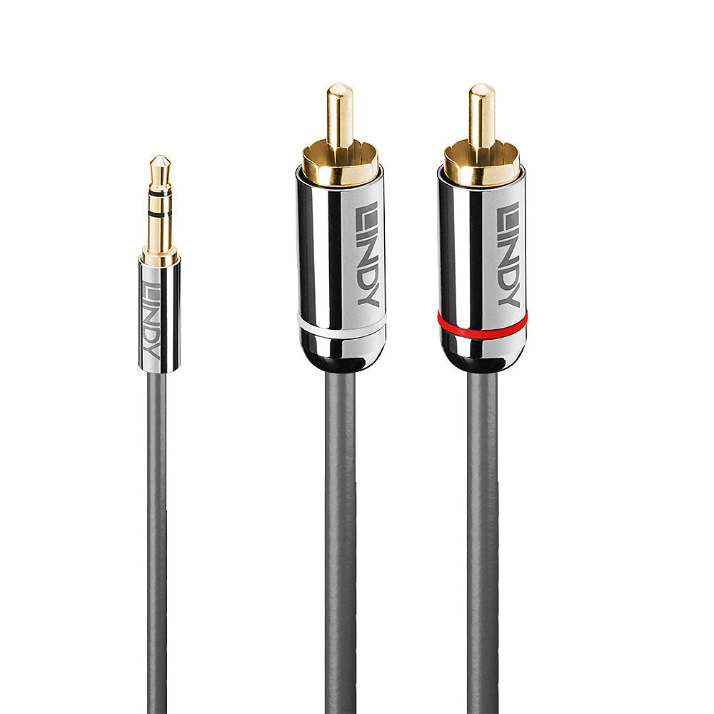 Lindy Audio-Adapterkabel 3,5 mm Klinke (Stecker) auf RCA (Stecker) – 10 m, 3-polig (TRS), anthrazit