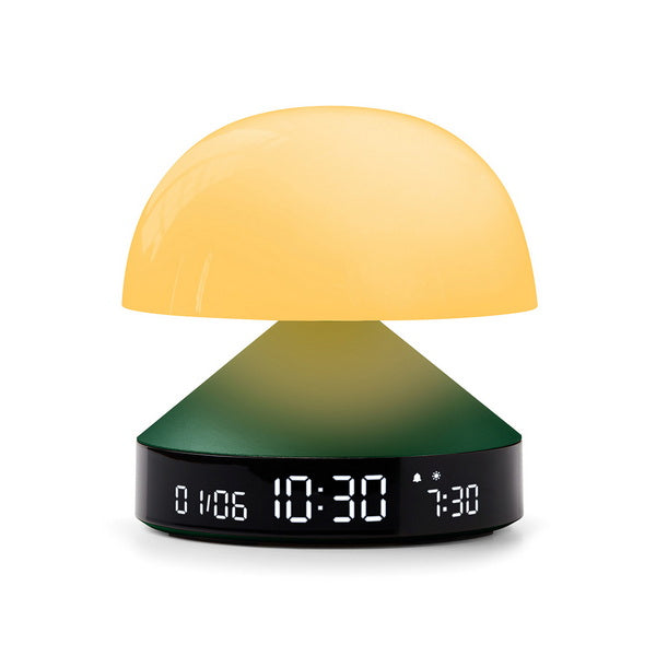 Lexon Lichtwecker Mina Sunrise – digital – 11 × 11 cm, dunkelgrün, Aluminium, USB, 5 Wecktöne
