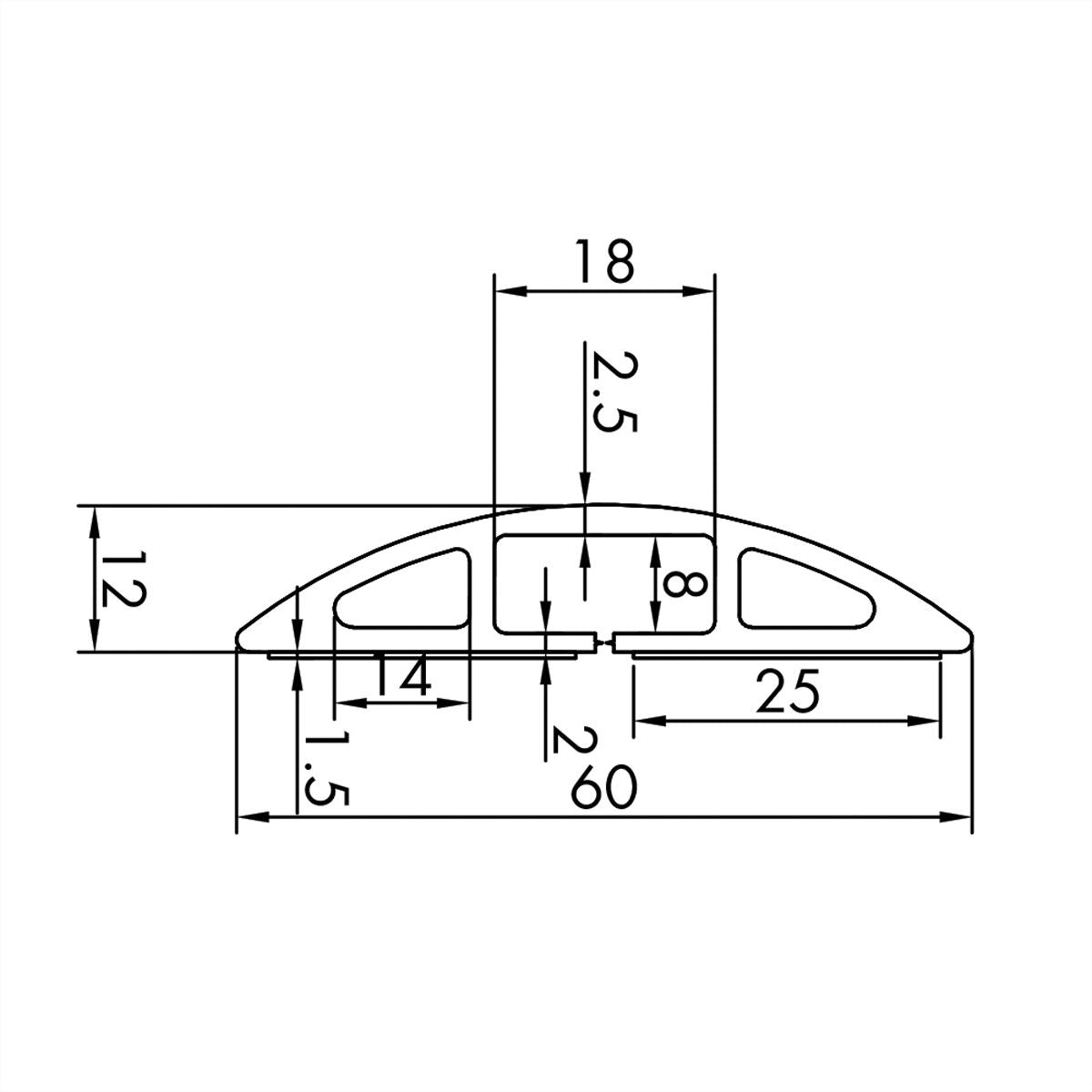 ROLINE Kabelbrücke 60×12 mm, L 1800 mm – TPE – schwarz