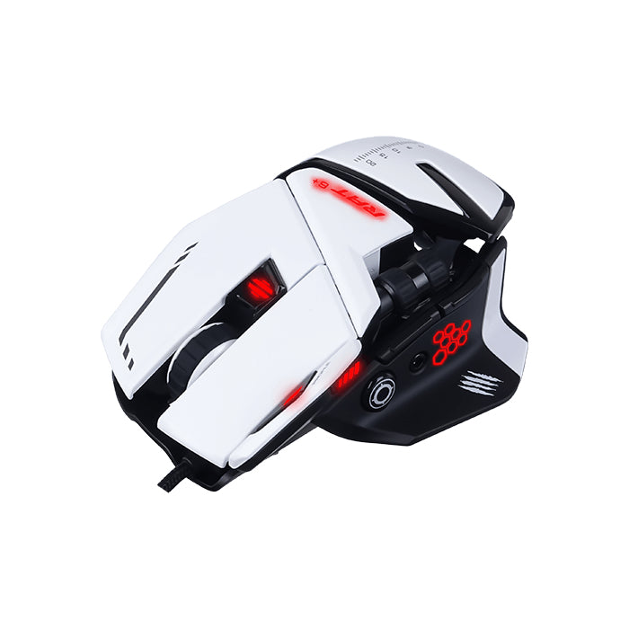 Mad Catz R.A.T. 6+ – Gaming-Maus – Kabelgebunden (USB-A), 12000 DPI, RGB-Beleuchtung, rechts, Weiss