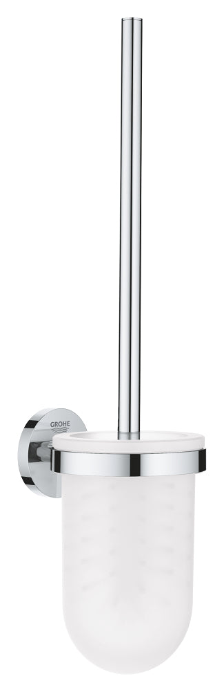 GROHE WC-Bürstenset – Glas, chrom, wandmontiert, Metallgriff, H 39,8 cm, Ø 12 cm