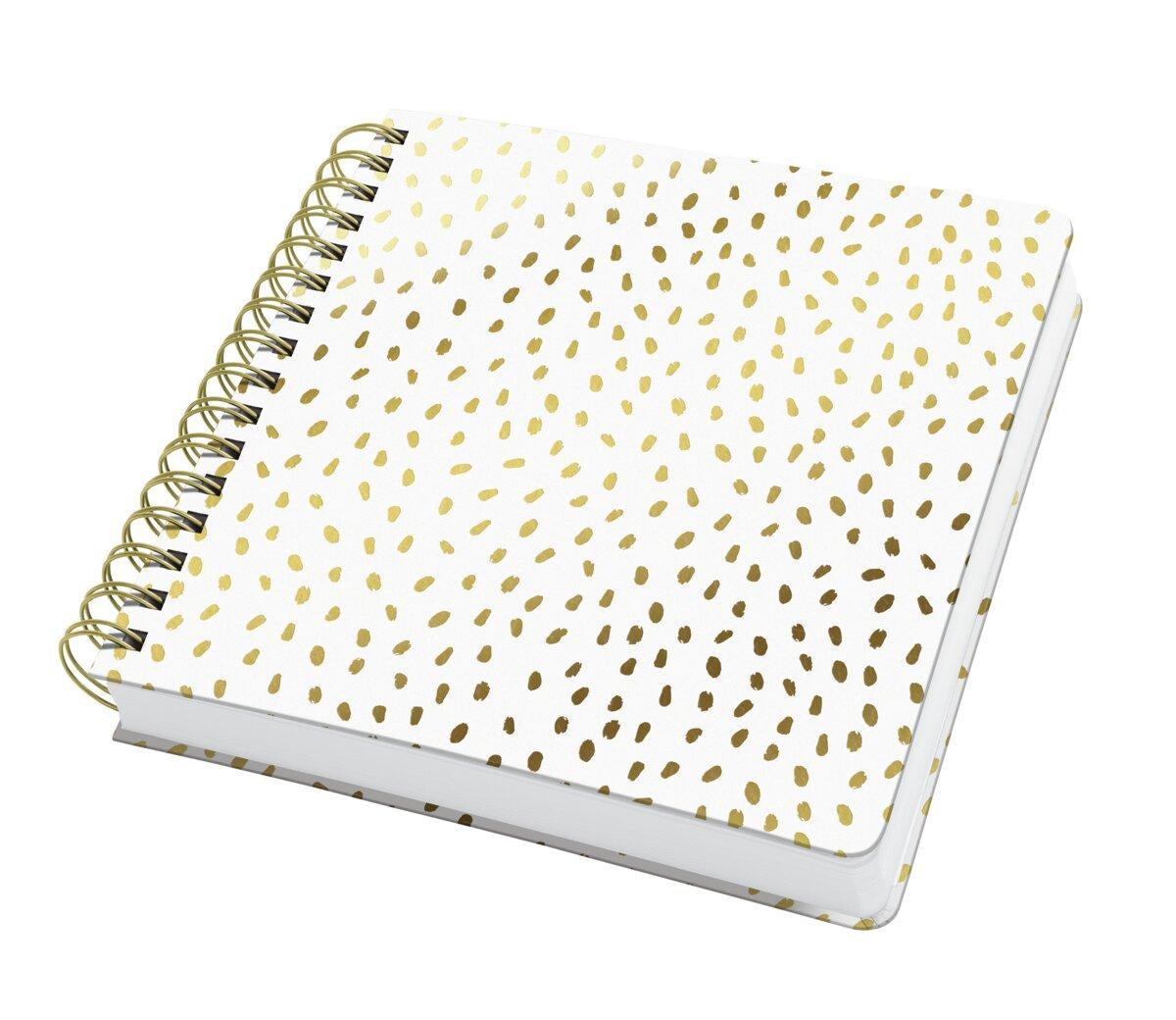 Jolie – Spiral-Notizbuch, 234 × 215 mm, blanko, Spiralbindung, Hardcover, 240 Seiten, 120 g/m² – gold, weiss