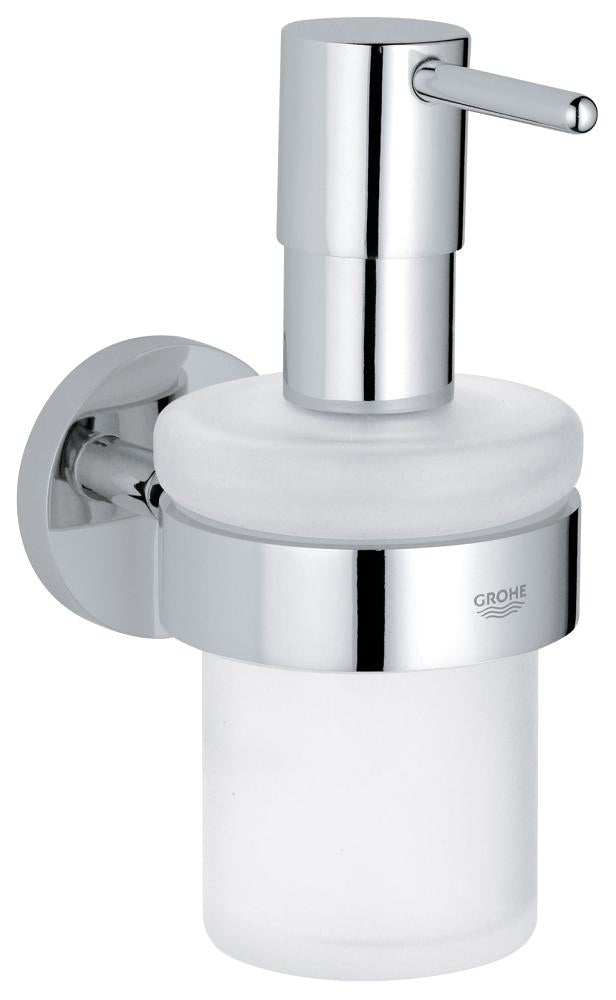 GROHE Essentials – Seifenspender, manuell, 160 ml, Wandmontage, Glas, Chrom, mit Halter