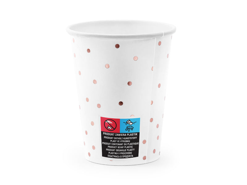PartyDeco Trinkbecher, Papier/Karton – 2,6 dl, Weiss – 6 Stk.