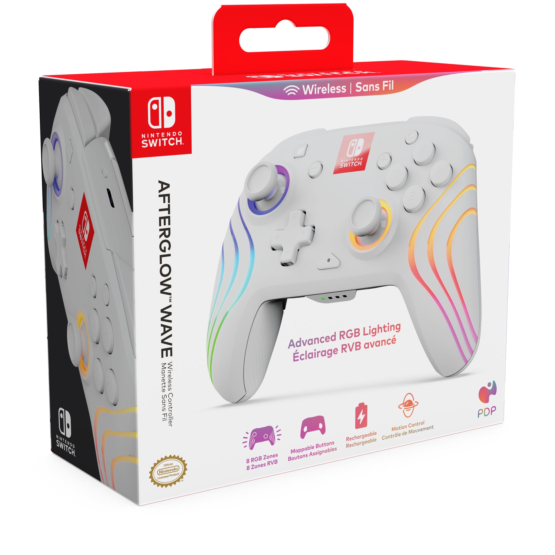 PDP Afterglow Wave – Gamepad – USB + RF + Bluetooth – Bewegungssteuerung, RGB – für Nintendo Switch