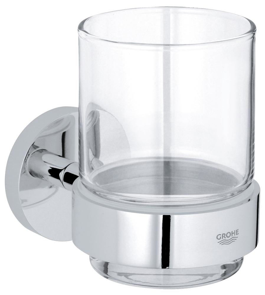 GROHE Zahnputzbecher – Glas, Wandmontiert (Kleben), Chrom
