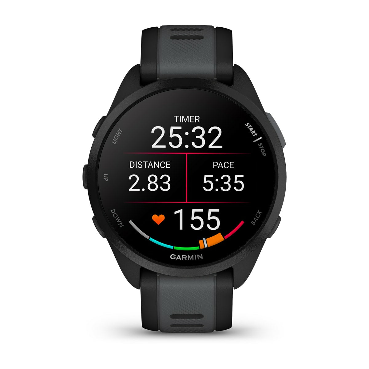 Garmin Forerunner 165 Music – GPS-Smartwatch – 43 mm, 1,2", GPS, ANT+, Schwimmen, Schwarz/Dunkelgrau, Sportarmband