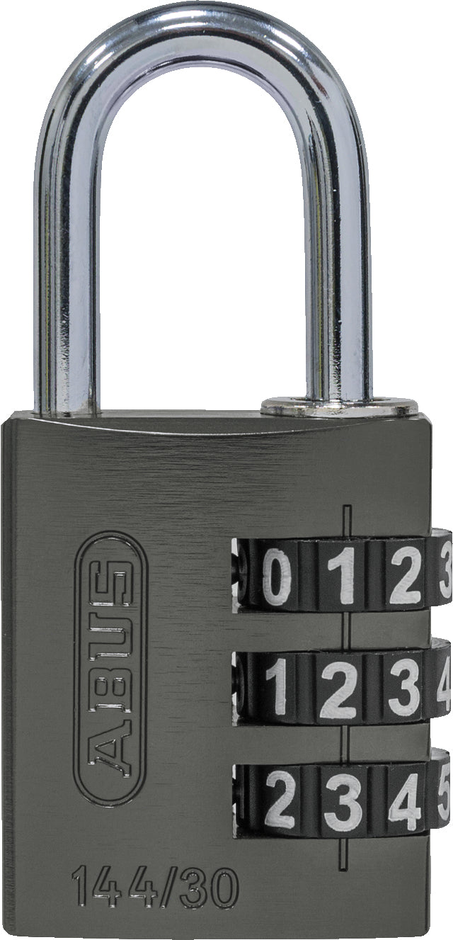 ABUS 144/30 Kombinationsschloss – 3-stellig, Aluminium, Aussen, Titan