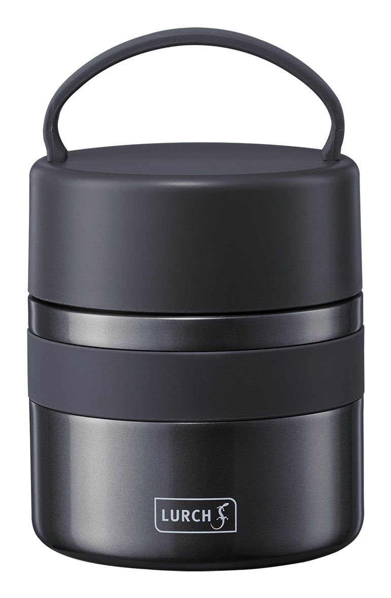 Lurch Thermobox Iso-Pot 2.0 – 500 ml, Ø 11.0 cm, Edelstahl, Schwarz, mit Deckel, vakuumisoliert, auslaufsicher