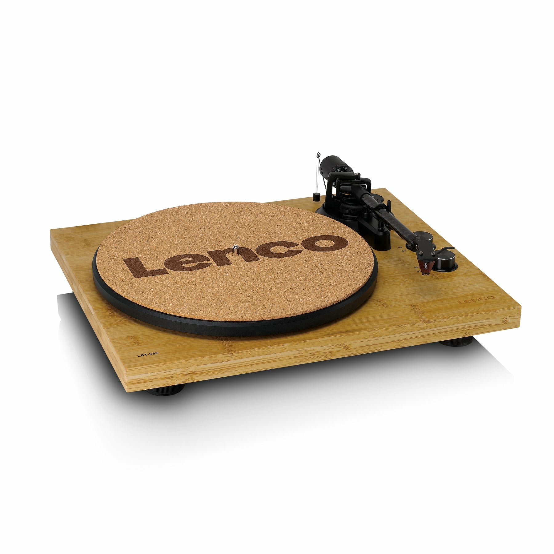 Lenco LBT-335BA – Plattenspieler (Riemenantrieb, Start-Stop), Bluetooth 5.2, Phono-Vorverstärker, 33⅓/45 U/min – Bambus