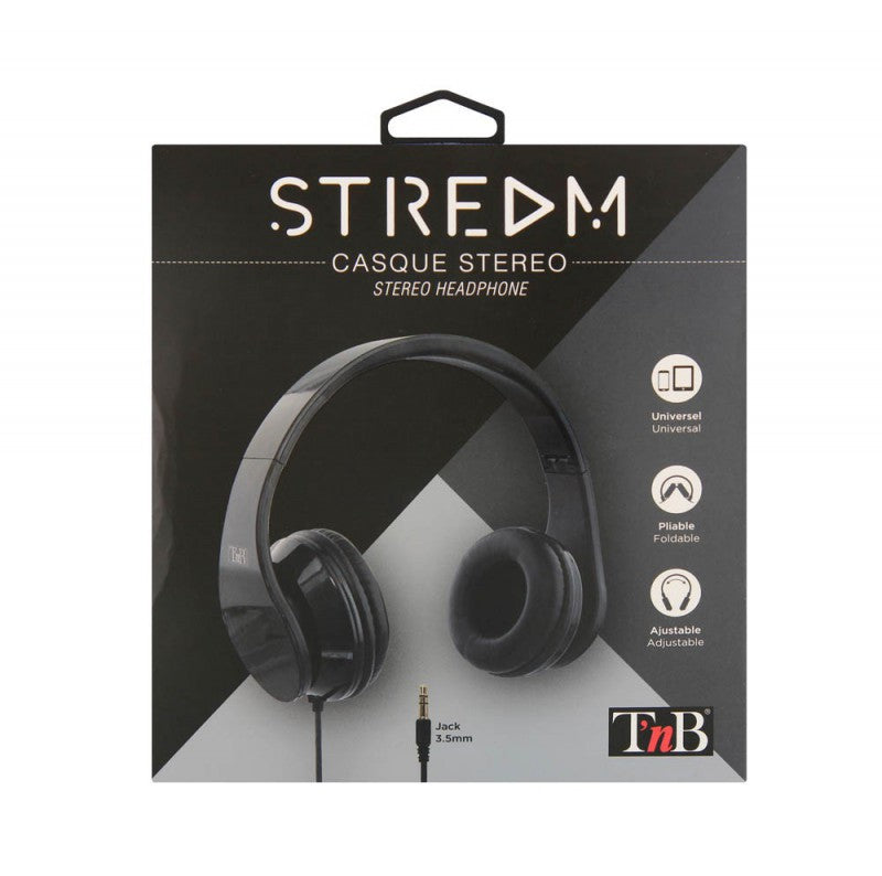 T'nB Stream CSSTREAMBK – On-Ear Kopfhörer – geschlossen, 3,5 mm Klinke – schwarz (32 Ω)