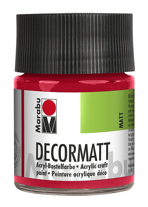 Marabu Decormatt – Acrylfarbe – Kirschrot, Samtmatt, 50 ml
