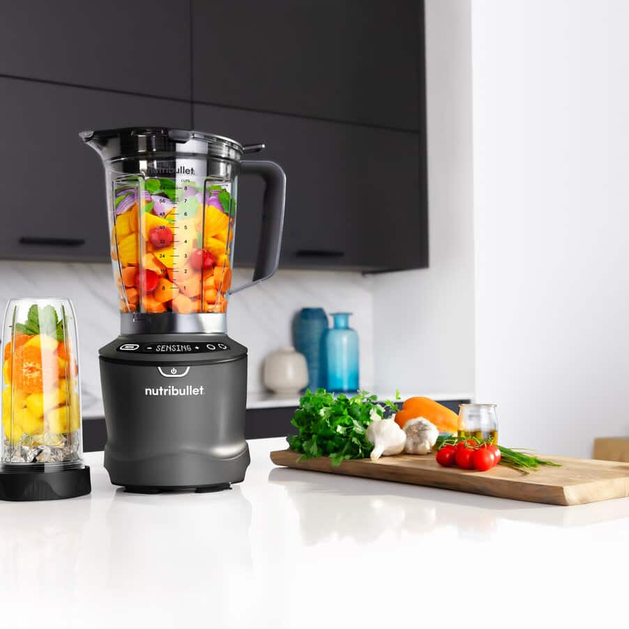 NutriBullet Smoothie-Mixer NBF550DG – 1,8 l, 1500 W, spülmaschinenfeste Teile – Dunkelgrau