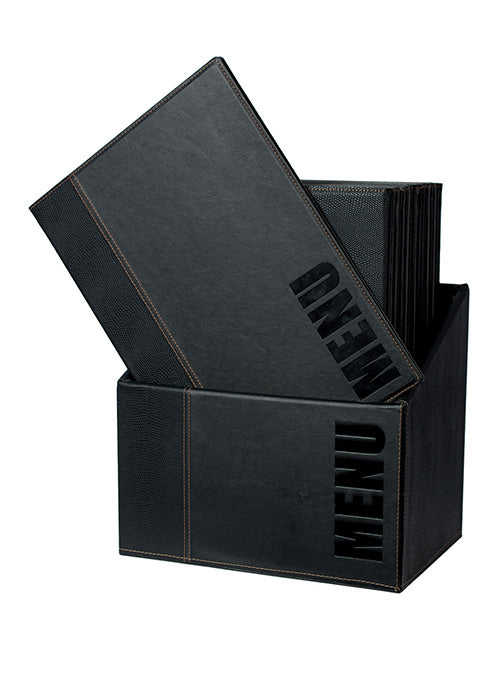 Securit Speisekartenmappe, für A4 – Metall/Kunstleder – Schwarz, 20er-Box
