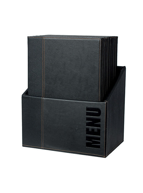 Securit Speisekartenmappe, für A4 – Metall/Kunstleder – Schwarz, 20er-Box
