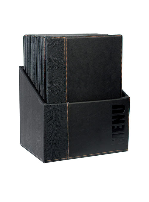 Securit Speisekartenmappe, für A4 – Metall/Kunstleder – Schwarz, 20er-Box