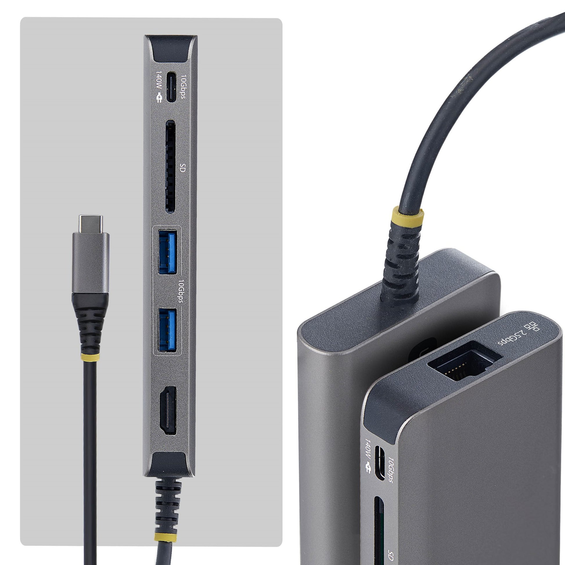 StarTech.com 177B-USBC-MULTIPORT USB-Hub – USB-C, 1× HDMI, 2× USB-A, 140 W PD, 2.5GbE, für Windows/Mac/iPadOS